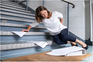 A person falling down a staircase