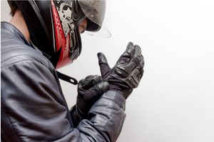 Motorcyclist with gloves