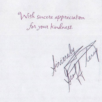 Geoff Terry thank you card