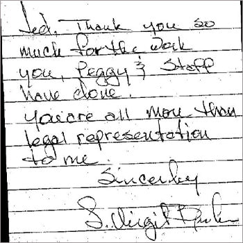 Steve Burleson thank you card