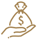 hand holding money bag icon