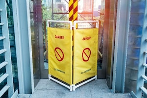 Danger signal outside elevator