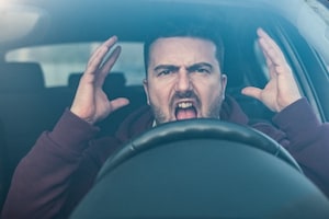 Man yelling while driving