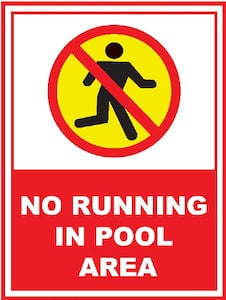 No running in pool area signal
