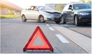 Reflective Red Triangle to point out Car Accident