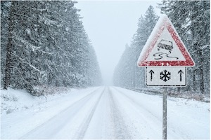 Road Sign With Snow