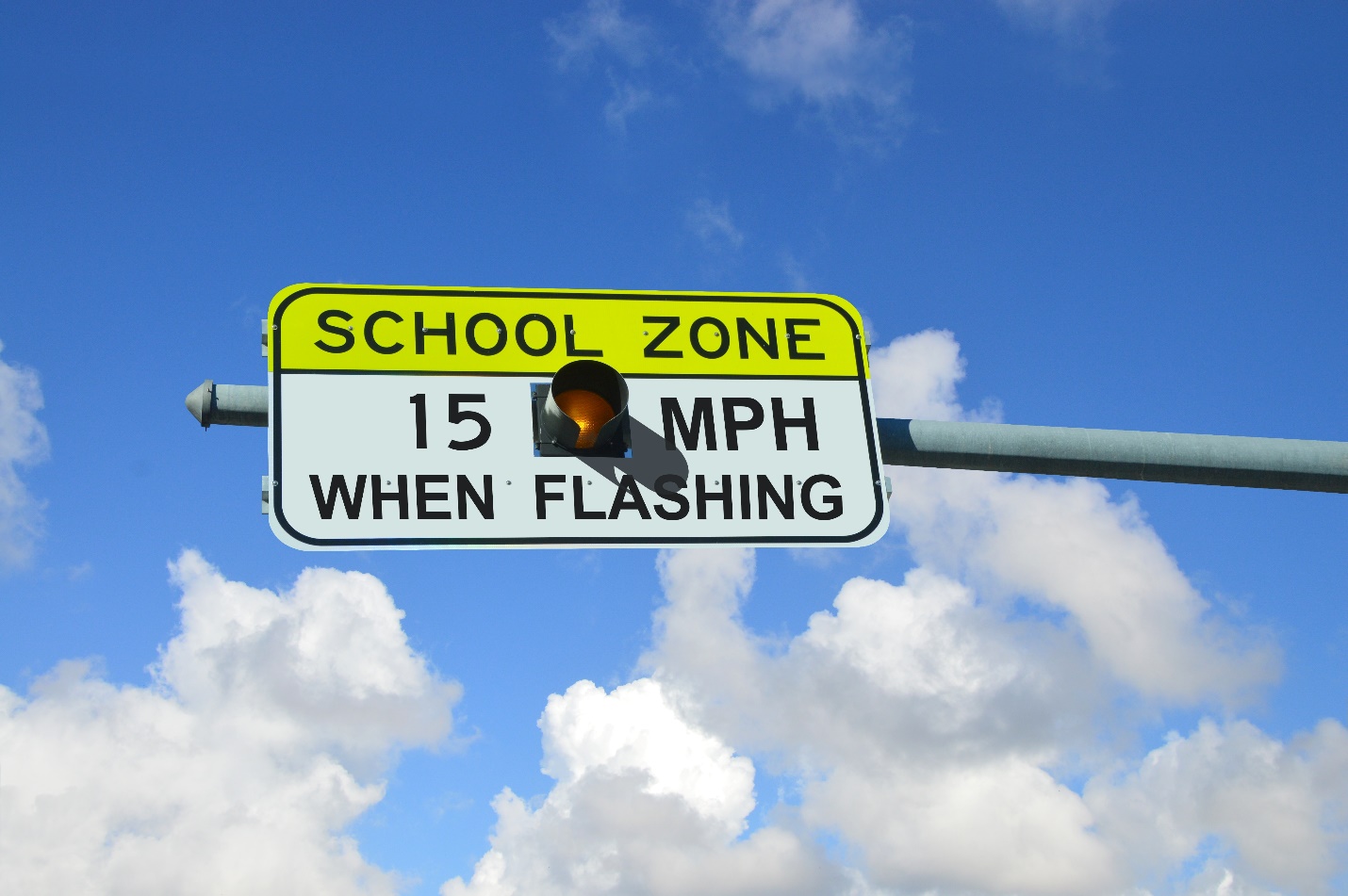 A school zone sign