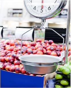 Weight scale in grocery store